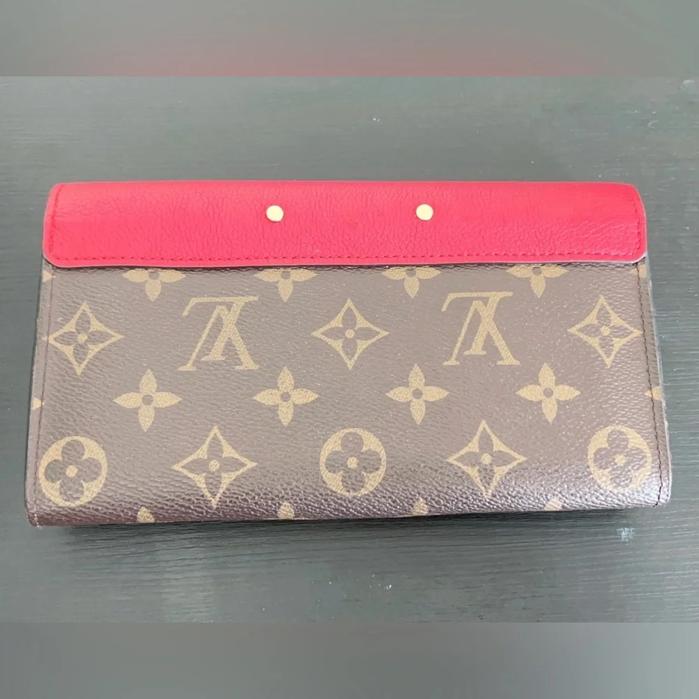 Louis Vuitton Classic Pallas Long Wallet Wristlet in Cherry cowhide leather